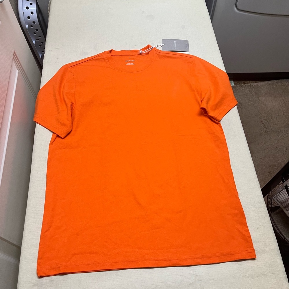 NWT Everlane men’s M organic cotton orange premium weight crew tee - Picture 2 of 12